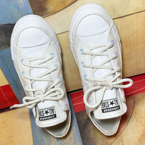 WOMEN'S CONVERSE CHUCK TAYLOR ALL STAR MONO LEATHER WHITE SHOES SIZE 6 SNEAKERS - Picture 1 of 6